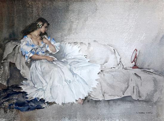 Sir William Russell Flint print (1880-1969) The Looking Glass(-)